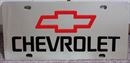 Chevrolet red Bowtie script vanity license plate car tag